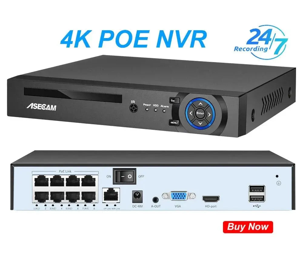 ASECAM 8MP POE IP Camera - 4K Outdoor Surveillance With Human Detection - stepyours.com