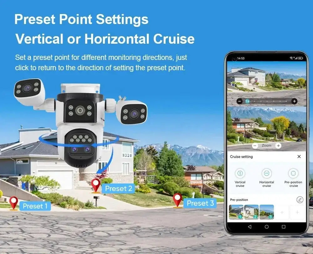 LS VISION 20MP Outdoor WiFi Security Camera With 4 Lenses 10X Zoom Auto Tracking - stepyours.com