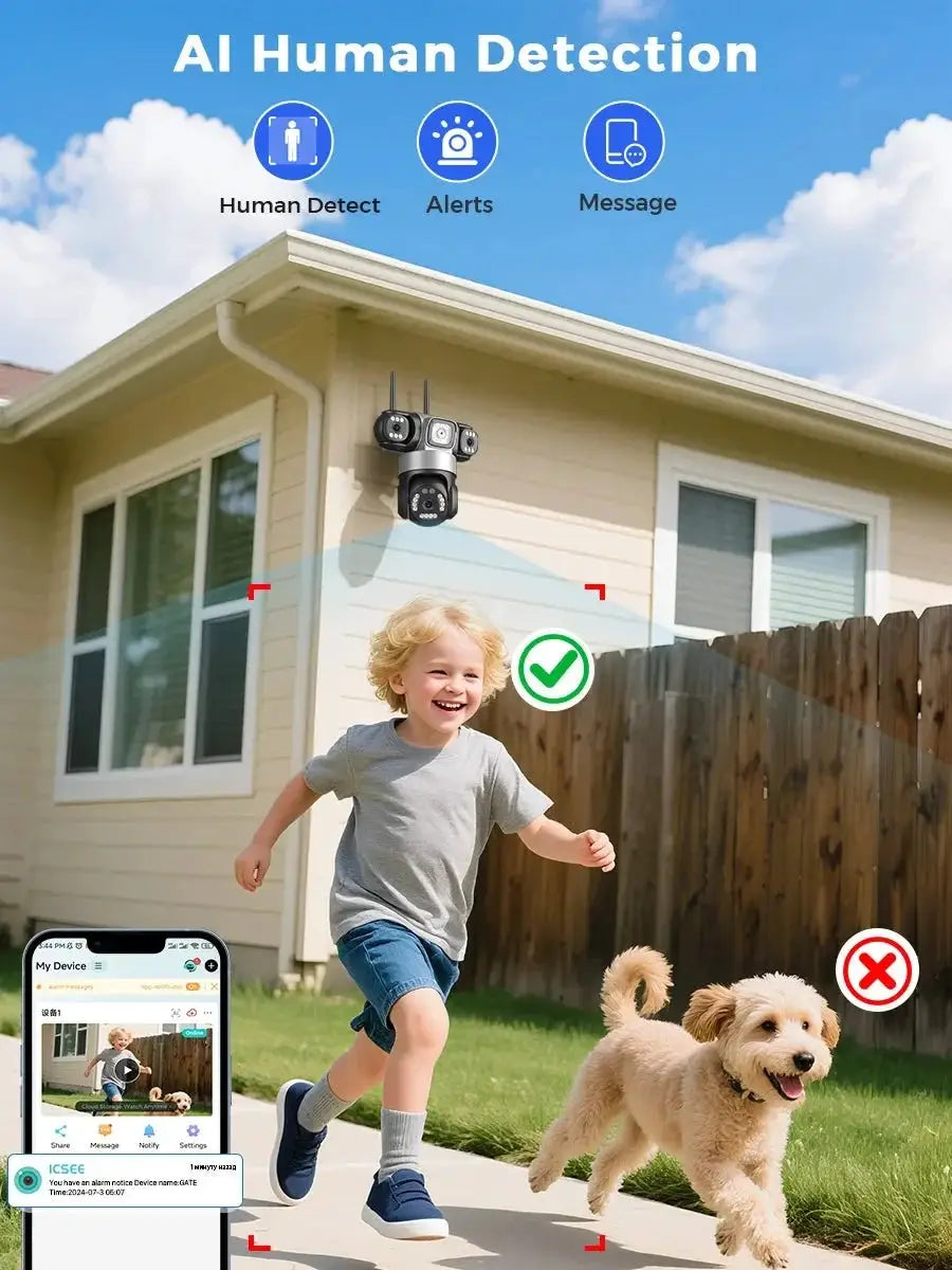 12MP Outdoor WiFi PTZ Camera With 6K HD Triple Lens Waterproof - stepyours.com