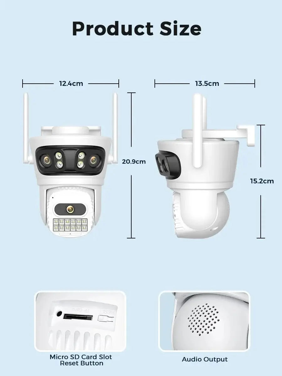 BESDER 6K 12MP Outdoor IP Camera - Three Lens AI Human Detection Waterproof - stepyours.com
