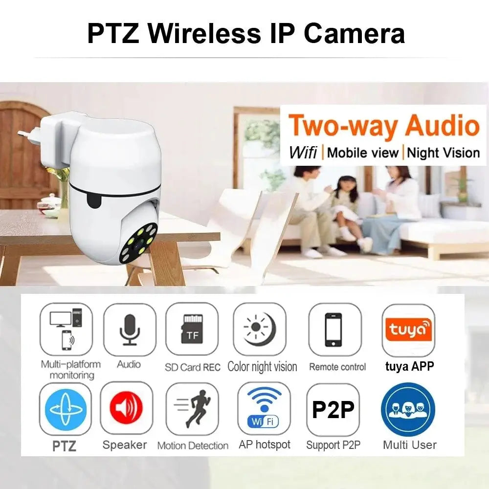 Tuya PTZ IP Camera With Auto Tracking And Wireless Night Vision 1080P - stepyours.com