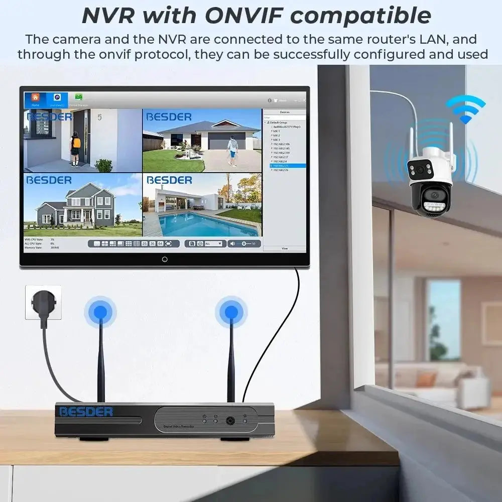 BESDER 8MP WiFi PTZ Outdoor Camera - With AI Human Detection Dual Screens - stepyours.com