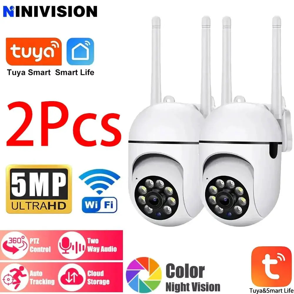 Ninivision 5MP WiFi Indoor Camera 360 PTZ AI Detection Pet Monitor Tuya P2P - stepyours.com