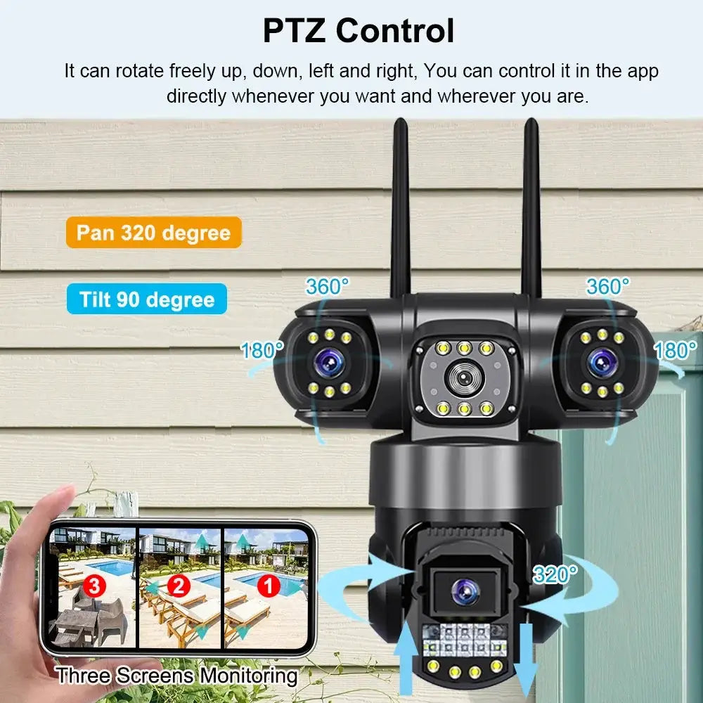 V380 Pro WiFi IP Camera Outdoor 12MP 6K Triple Lens Night Vision - Weatherproof by stepyours.com