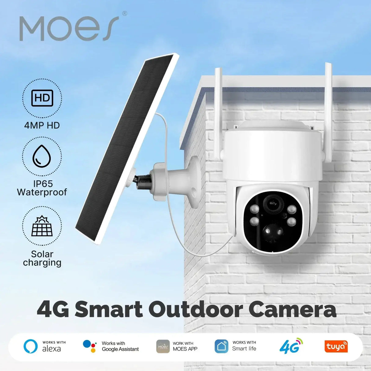 MOES Tuya 4G WiFi 4MP Solar Outdoor Security Camera With Full Color Night Vision - stepyours.com