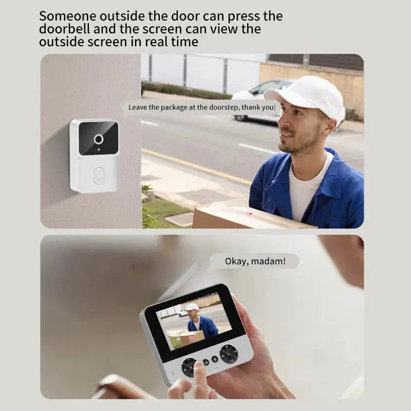 4.3 "Upgraded two-way wake-up infrared night vision video doorbell can be installed with indoor and outdoor electronic doorbells by stepyours.com