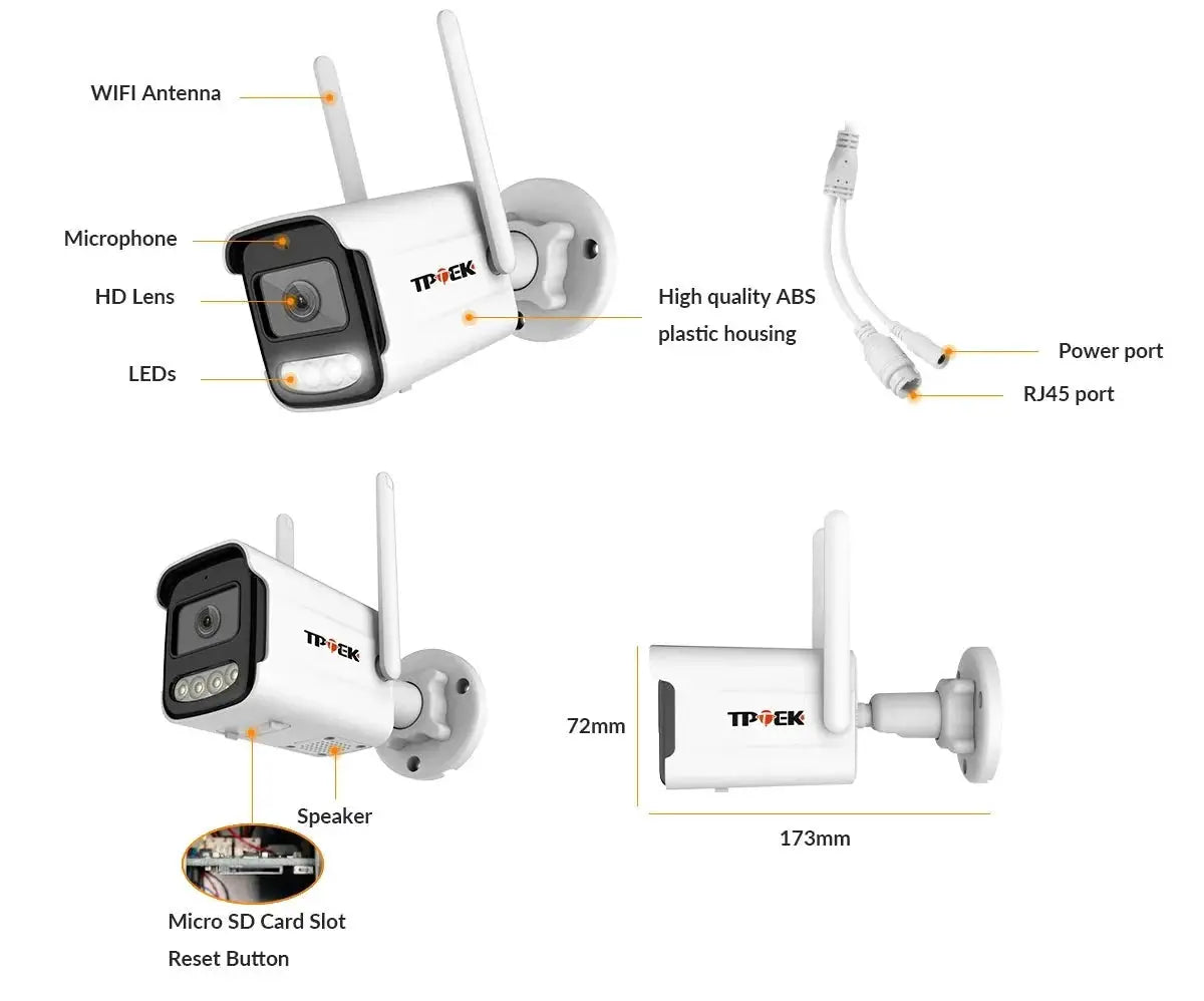 4K 8MP Outdoor WiFi Security Camera - Waterproof Bullet With Night Vision - stepyours.com