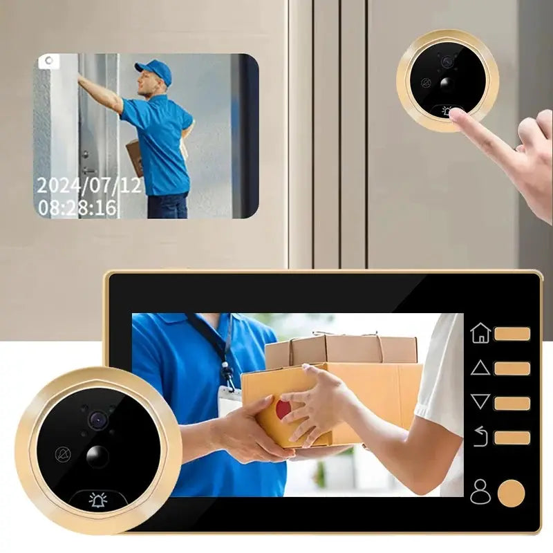 New 4.3 Inch Peephole 140° Smart Video Doorbells Door Viewer Camera Security Monitor 1080P HD Visual Doorbell by stepyours.com