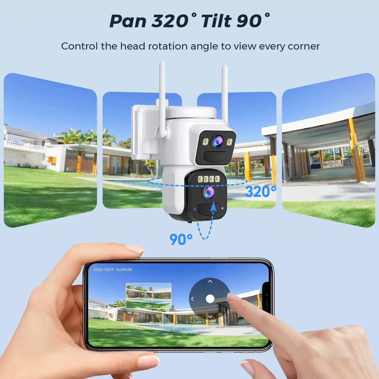 8MP Dual Lens Solar WiFi Security Camera - Color Night Vision, PIR Motion - stepyours.com