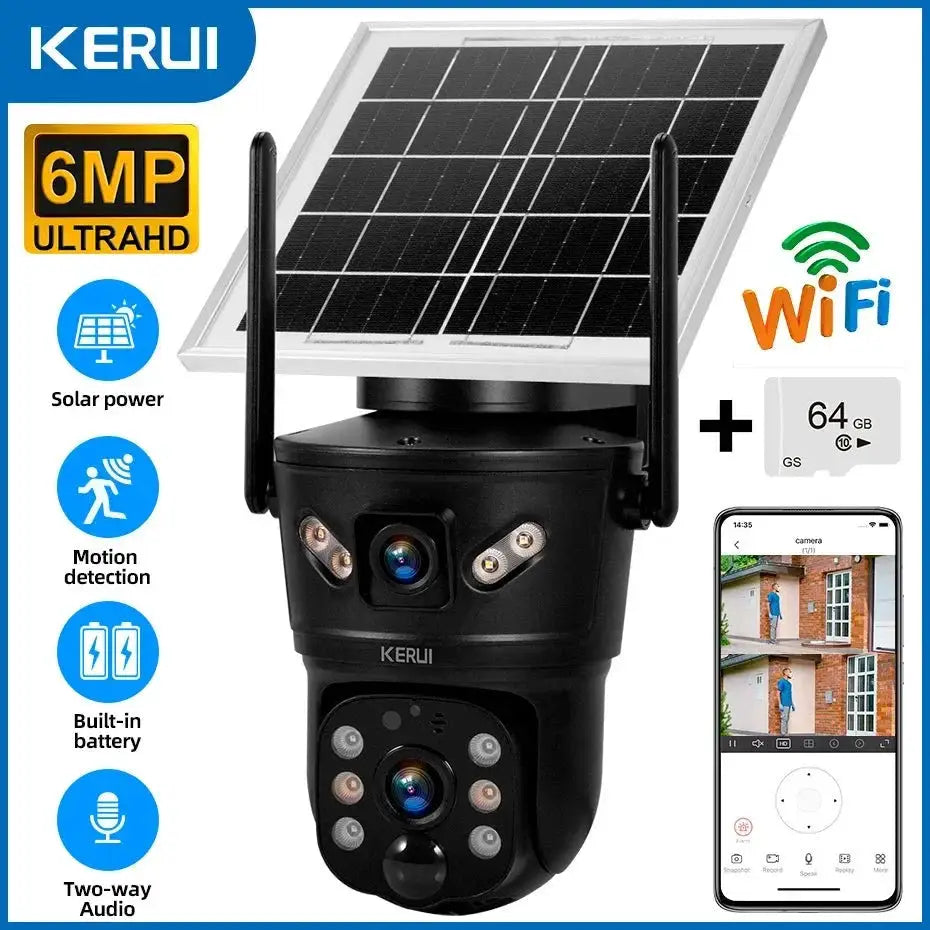 KERUI Outdoor Waterproof Solar Camera 6MP Dual Lens With 4G SIM And WiFi - stepyours.com