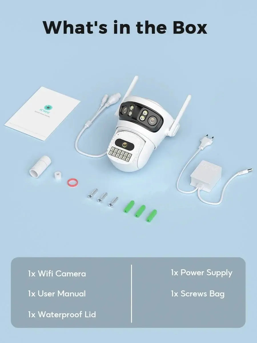 BESDER 6K 12MP Outdoor IP Camera - Three Lens AI Human Detection Waterproof - stepyours.com