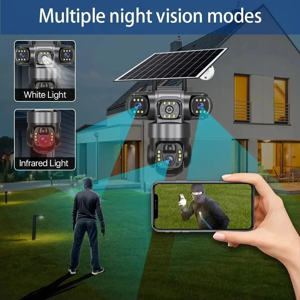 2 Pack Outdoor Security Camera System - 15MP Triple Lens 4G Solar Auto Tracking - stepyours.com