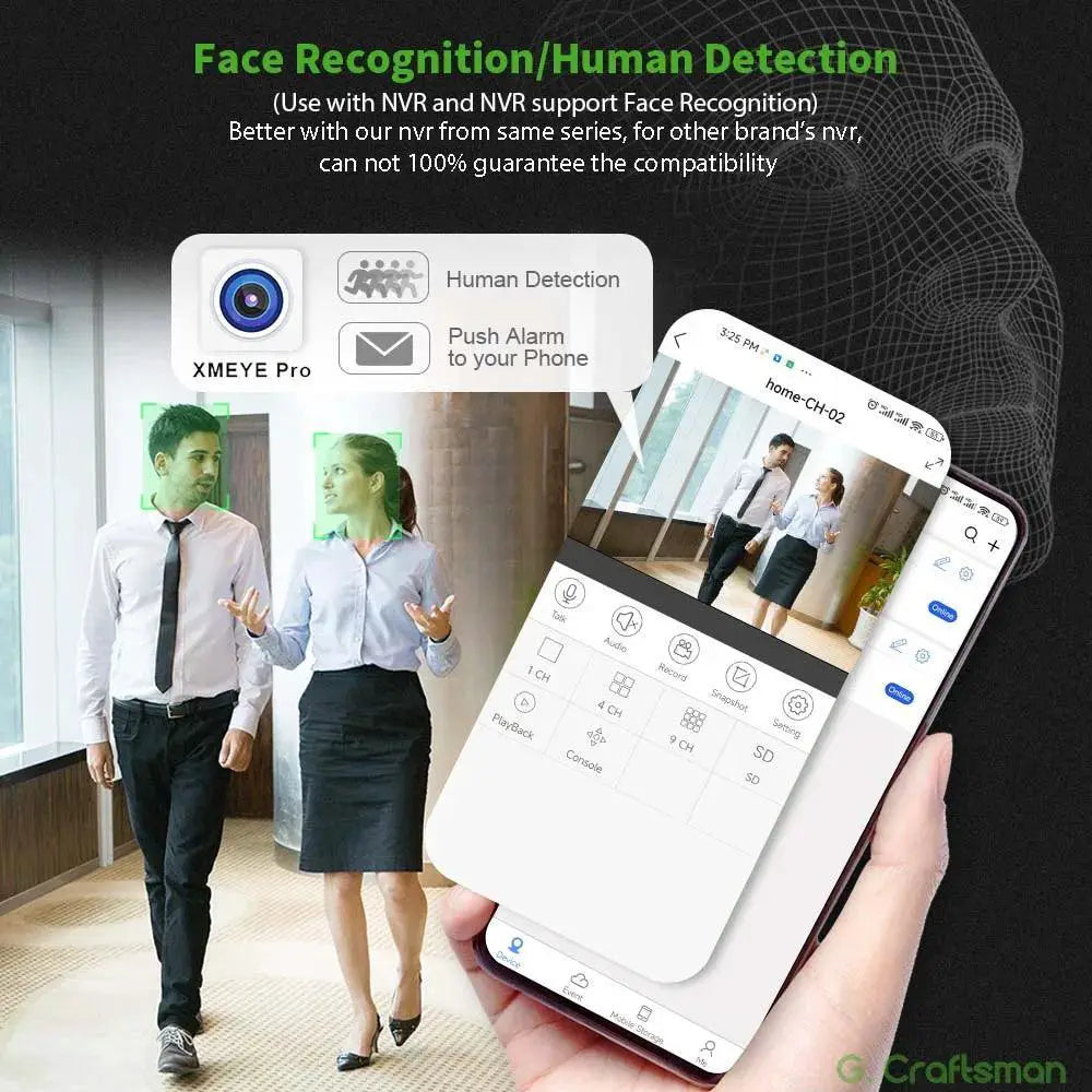 AI Enhanced XMeye Indoor PoE IP Camera Night Vision