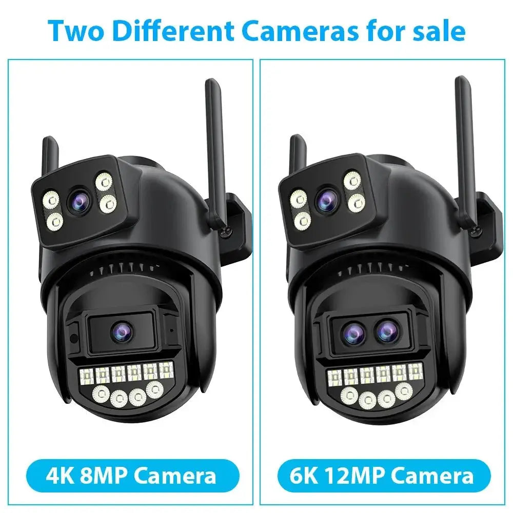 Outdoor WiFi PTZ Camera 8x Optical Zoom Three Lens Dual Screen CCTV IP - stepyours.com