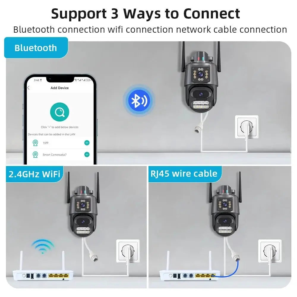 ICSEE 4K Dual Lens WIFI Camera - 2K Dual Screen PTZ Outdoor Security - stepyours.com