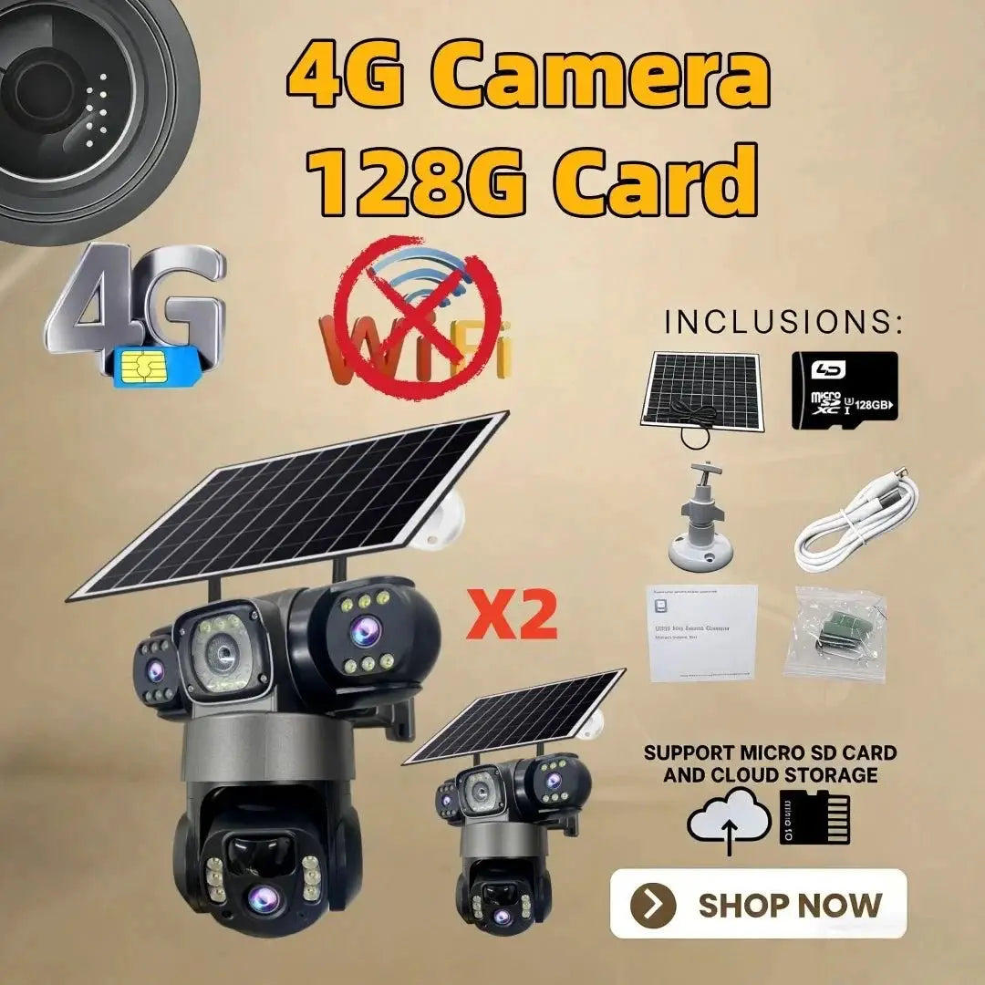 2 Pack Outdoor Security Camera System - 15MP Triple Lens 4G Solar Auto Tracking - stepyours.com