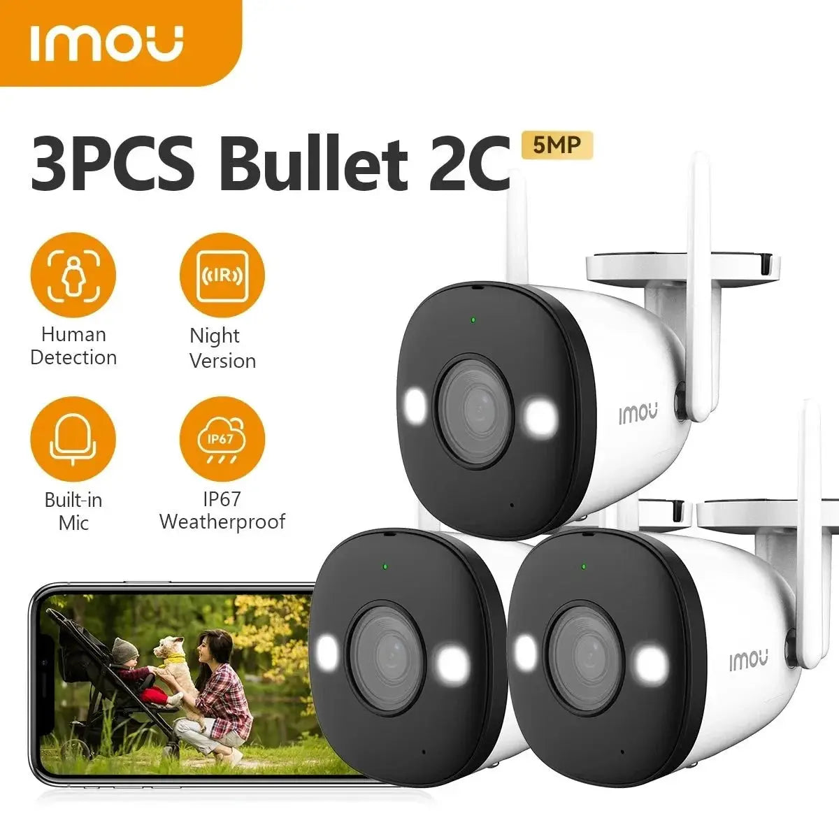 IMOU Ranger 4MP Bullet Lite Indoor Outdoor Security Camera AI Detection - stepyours.com