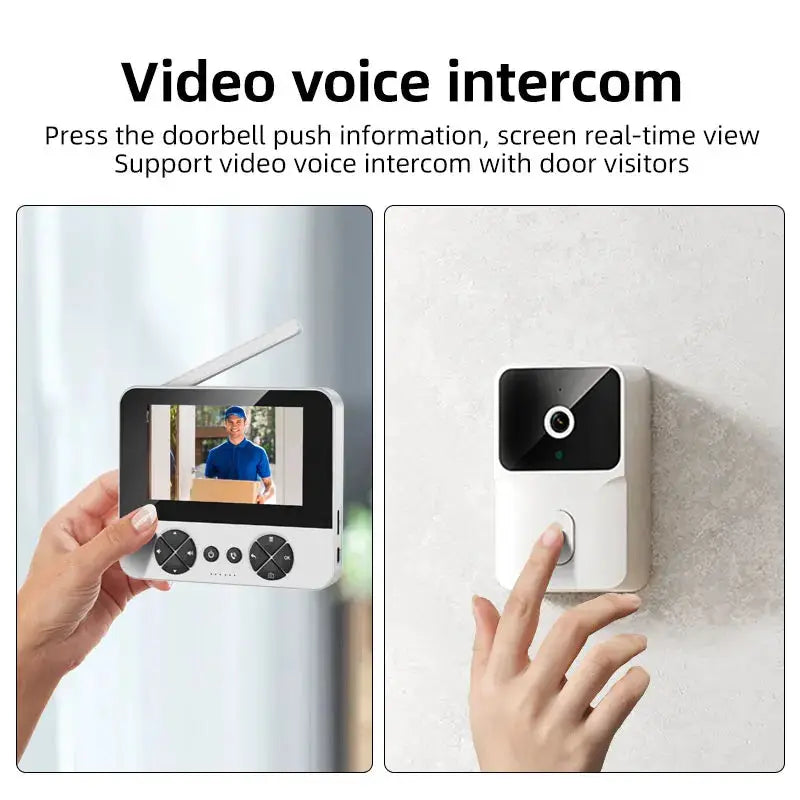 4.3 "Upgraded two-way wake-up infrared night vision video doorbell can be installed with indoor and outdoor electronic doorbells by stepyours.com