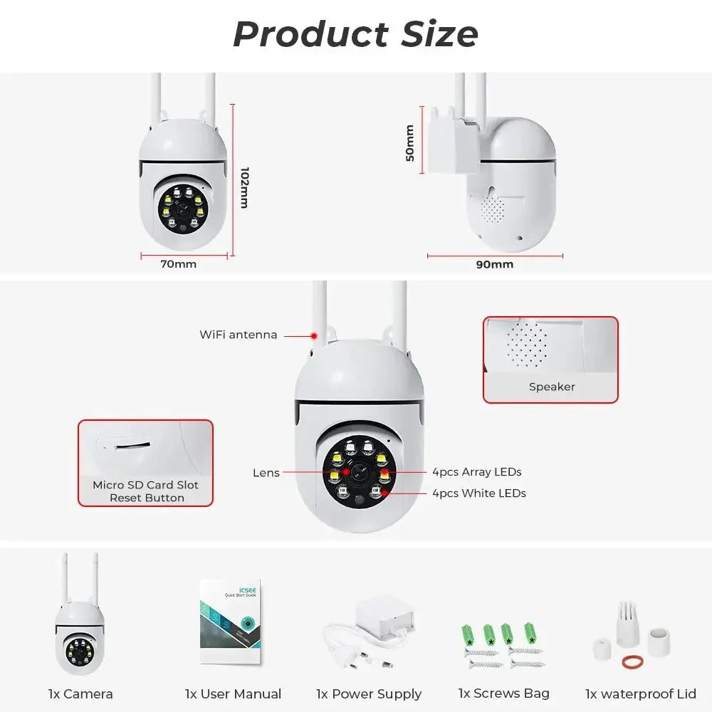 4MP Outdoor WiFi Camera PTZ 2K HD AI Auto Tracking Night Vision - stepyours.com