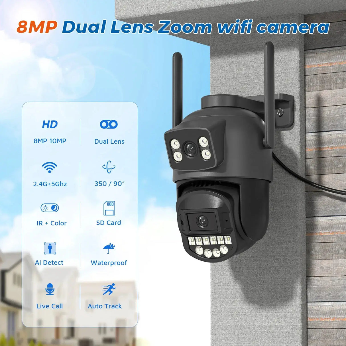 BESDER O - Kam Pro Dual - Lens 10MP - 8MP PTZ Outdoor WiFi Security Camera AI Detection - stepyours.com