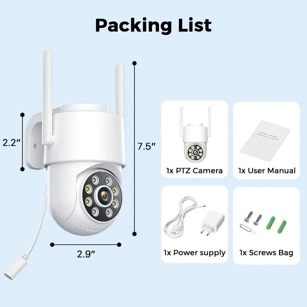 Hooked On 8MP 4K WiFi PTZ Camera Dual Lens Outdoor Security ICSEE App - stepyours.com