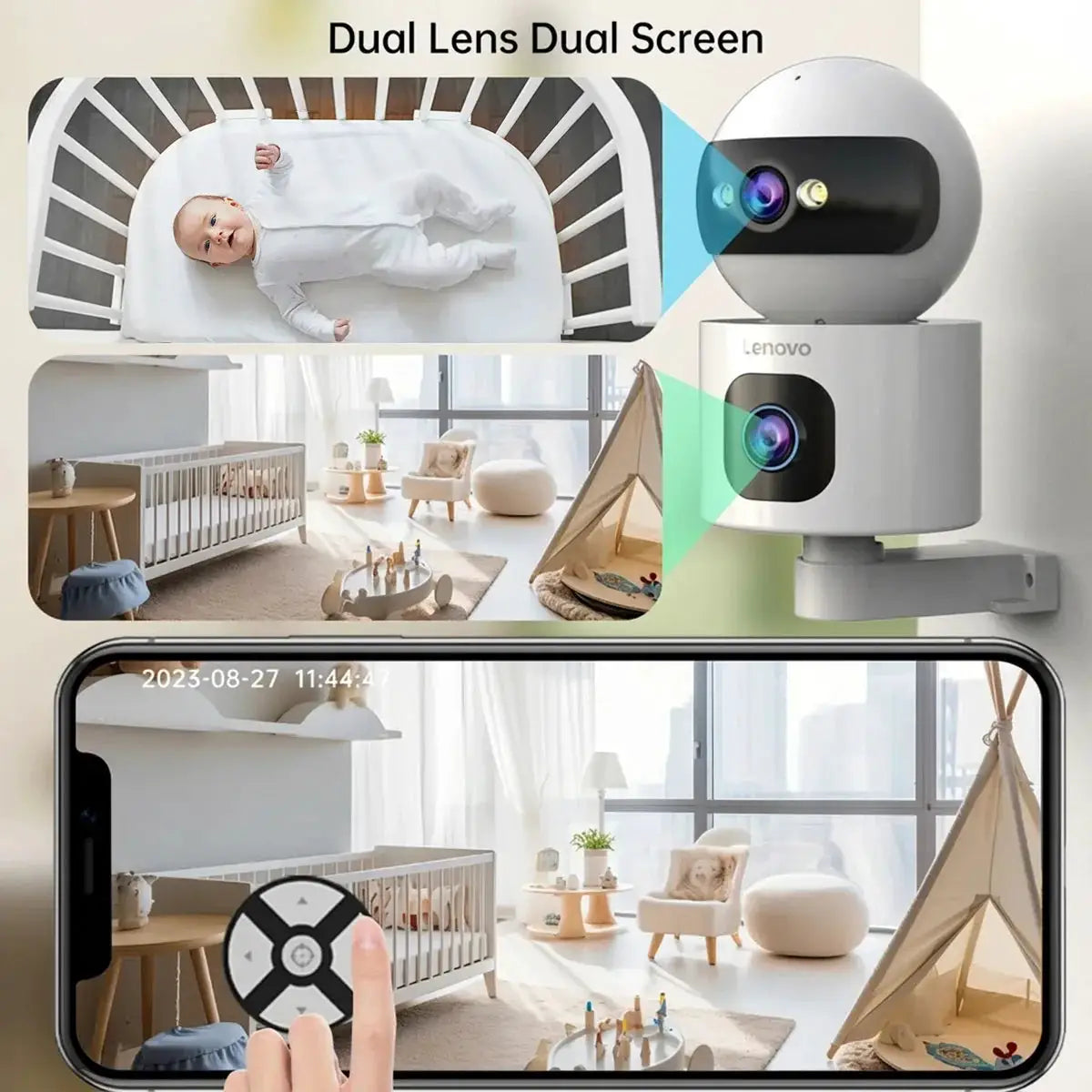 Lenovo 4K IP Camera - Dual Lens 5G WiFi Auto Tracking For Home Surveillance by stepyours.com