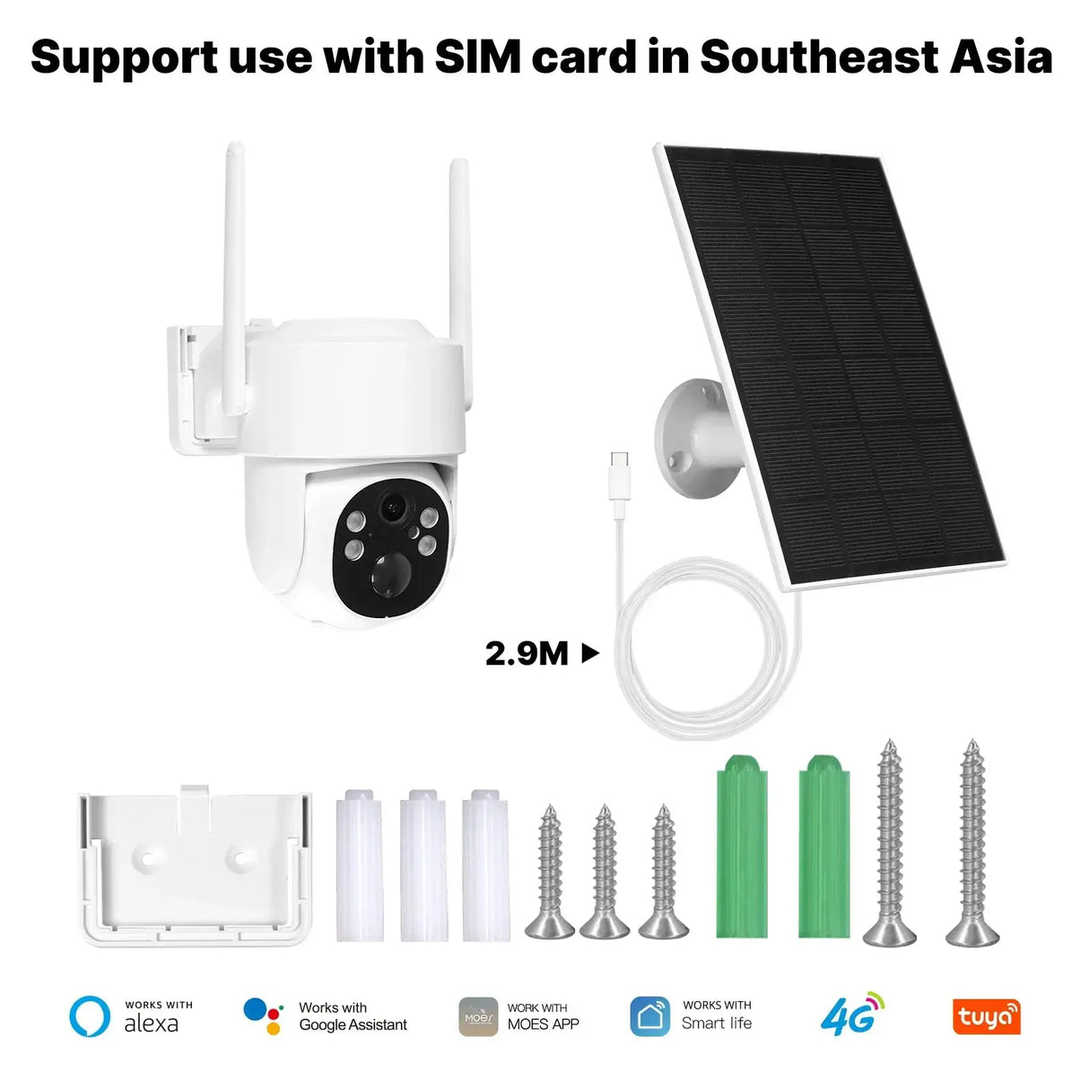 MOES Tuya 4G WiFi 4MP Solar Outdoor Security Camera With Full Color Night Vision - stepyours.com