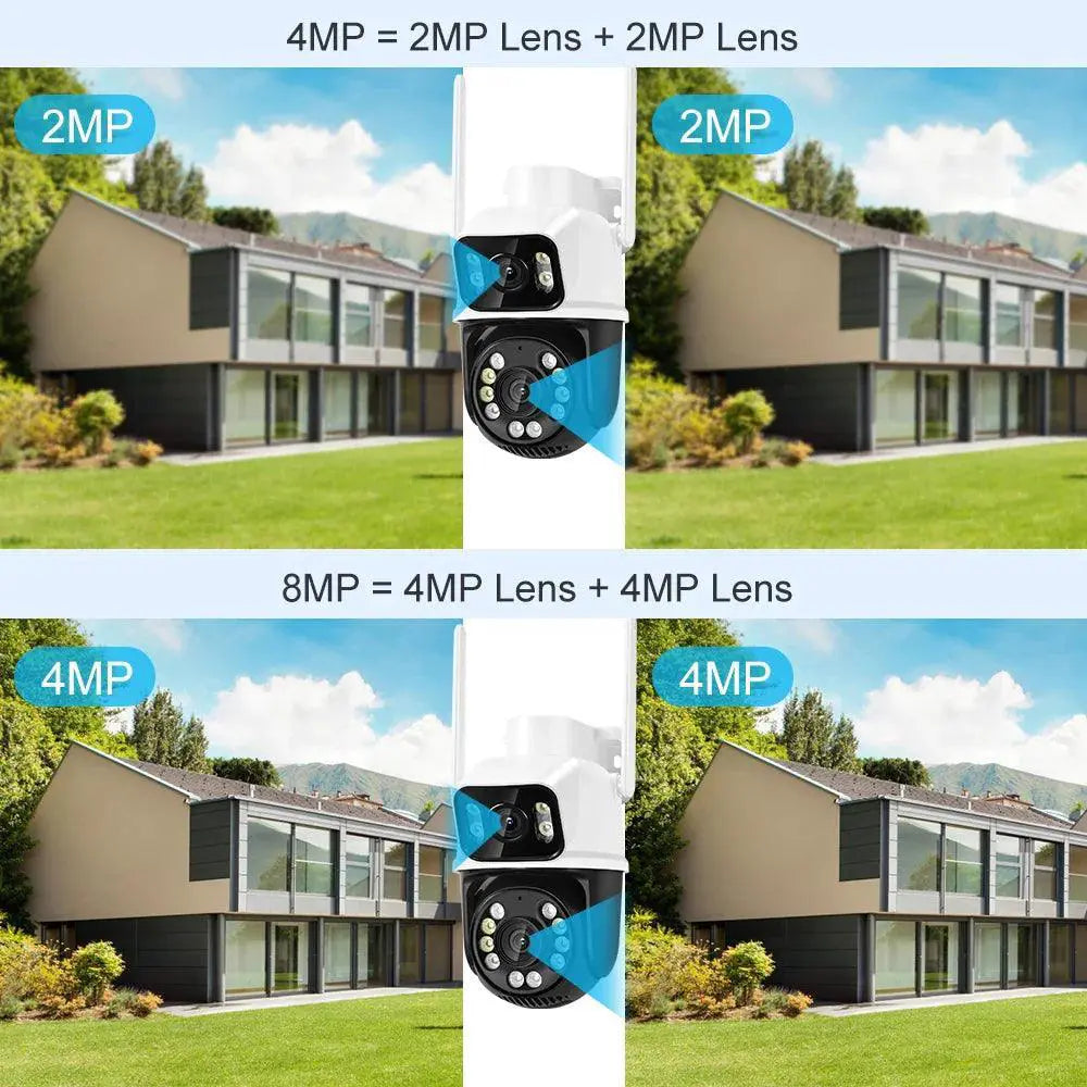 Advanced Dual Lens Outdoor Security Camera Dual Screens