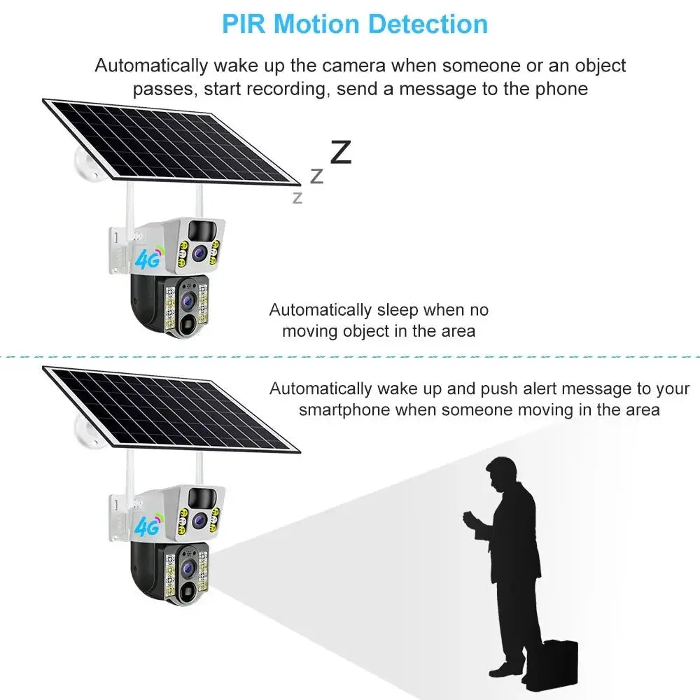 V380 Pro Solar 8MP 4K Wireless Camera - Dual Lens, 4G PIR Night Vision - stepyours.com
