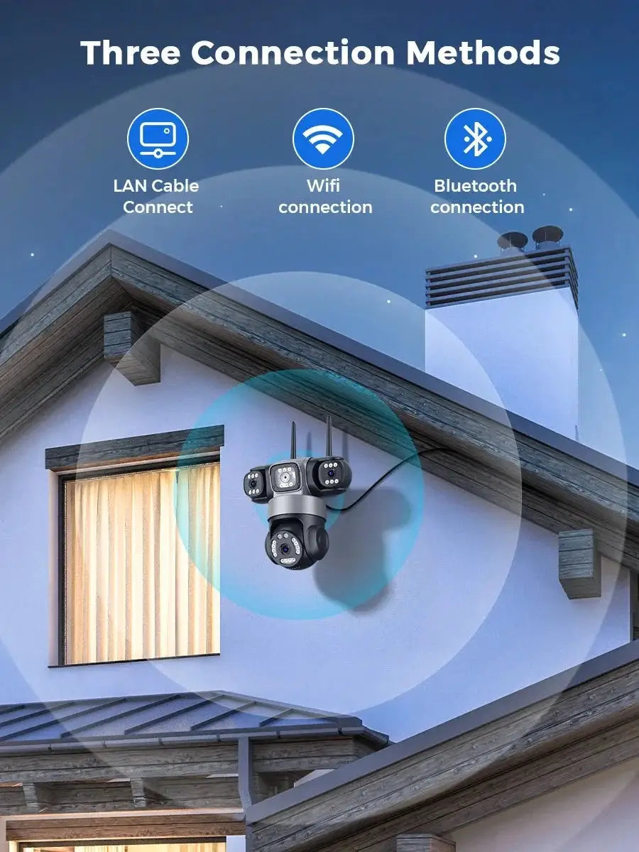 12MP Outdoor WiFi PTZ Camera With 6K HD Triple Lens Waterproof - stepyours.com