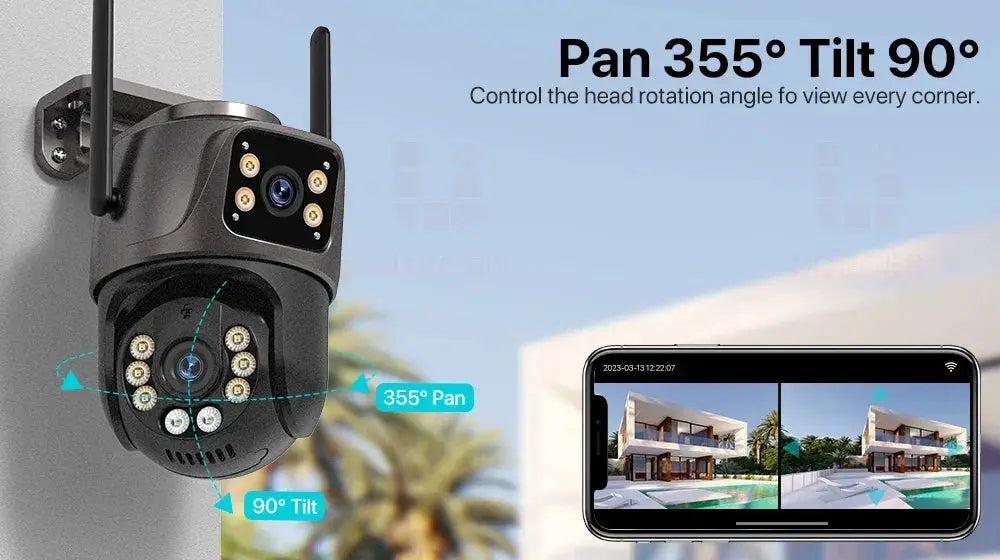4K 8MP HD WiFi PTZ Camera Outdoor Dual Lens AI Tracking - ESCAPION