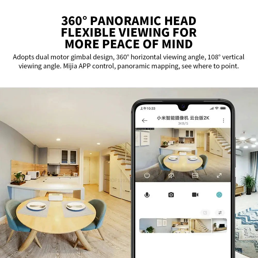 Xiaomi 360 Degree Mi PTZ 2K Security Camera AI Detection Indoor Night Vision by stepyours.com