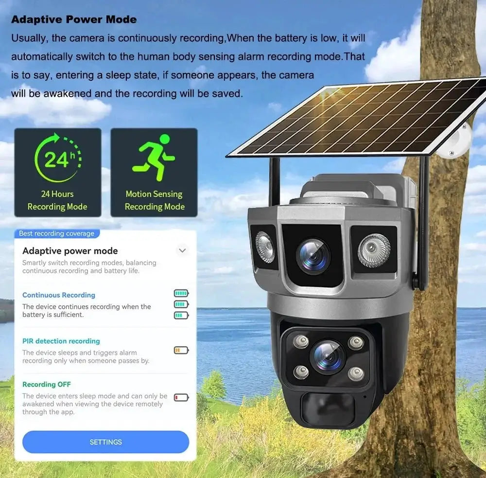 Solar Powered Dual Lens WiFi CCTV Camera With 12MP 10X Zoom PTZ IP66 Outdoor - stepyours.com