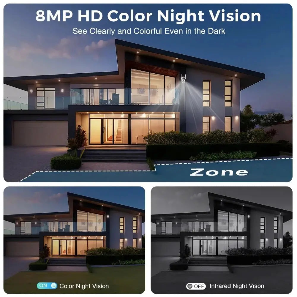 BESDER 8MP WiFi PTZ Outdoor Camera - With AI Human Detection Dual Screens - stepyours.com