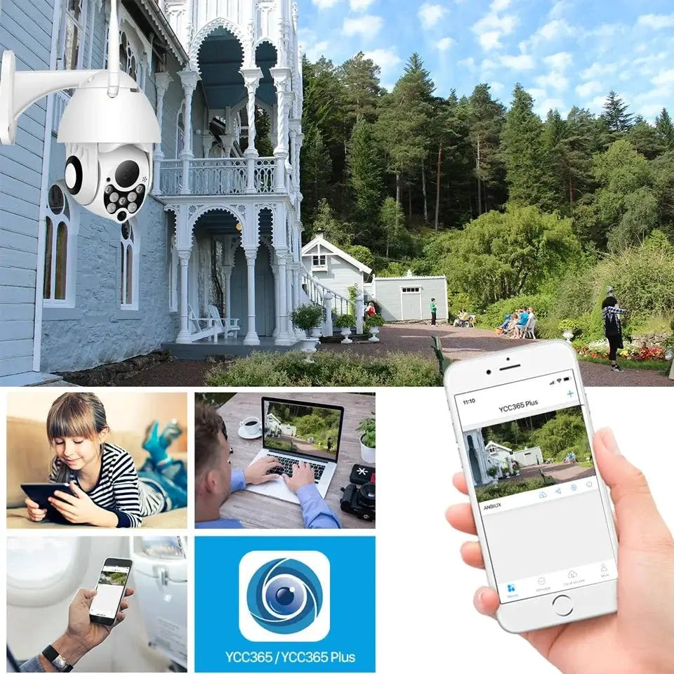Abuntu YCC365 PTZ WiFi Outdoor Camera 1080P 4X Zoom With Smart Tracking - stepyours.com