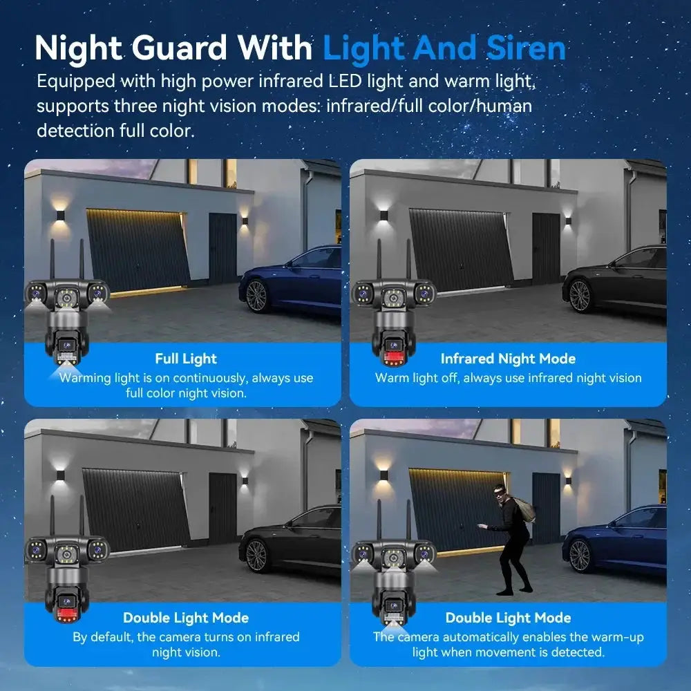 V380 Pro WiFi IP Camera Outdoor 12MP 6K Triple Lens Night Vision - Weatherproof by stepyours.com