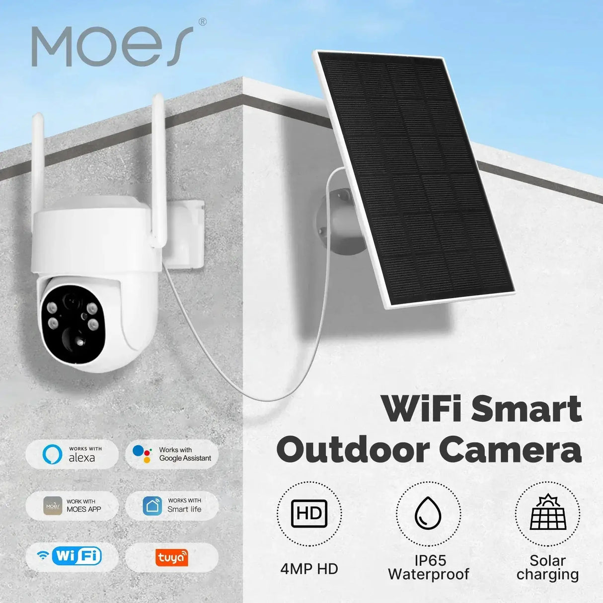 MOES Tuya 4G WiFi 4MP Solar Outdoor Security Camera With Full Color Night Vision - stepyours.com