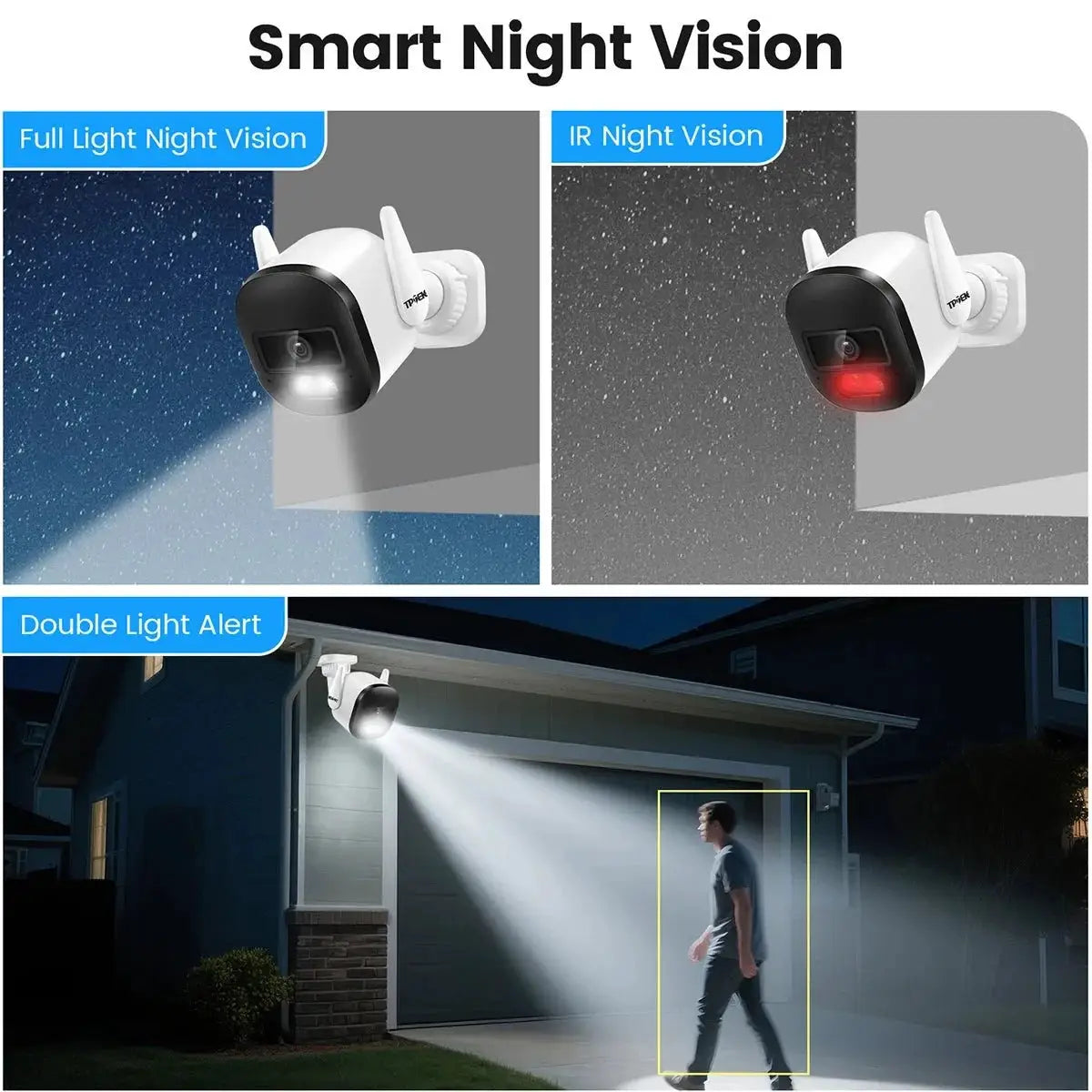 TPTEK 3MP WiFi Outdoor Bullet Camera - AI Human Detection, IP66 Weatherproof - stepyours.com