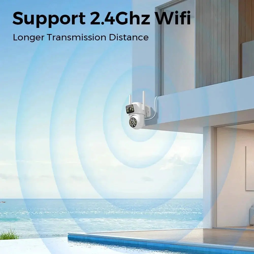 Hooked On 8MP 4K WiFi PTZ Camera Dual Lens Outdoor Security ICSEE App - stepyours.com