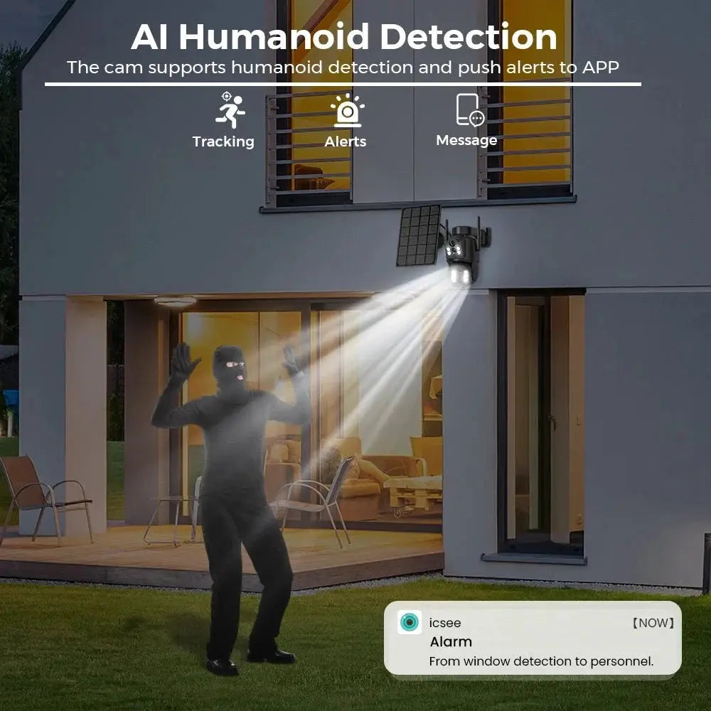 8MP 4K Solar WiFi Outdoor Camera Built In Battery Dual Lens 2K Surveillance - stepyours.com