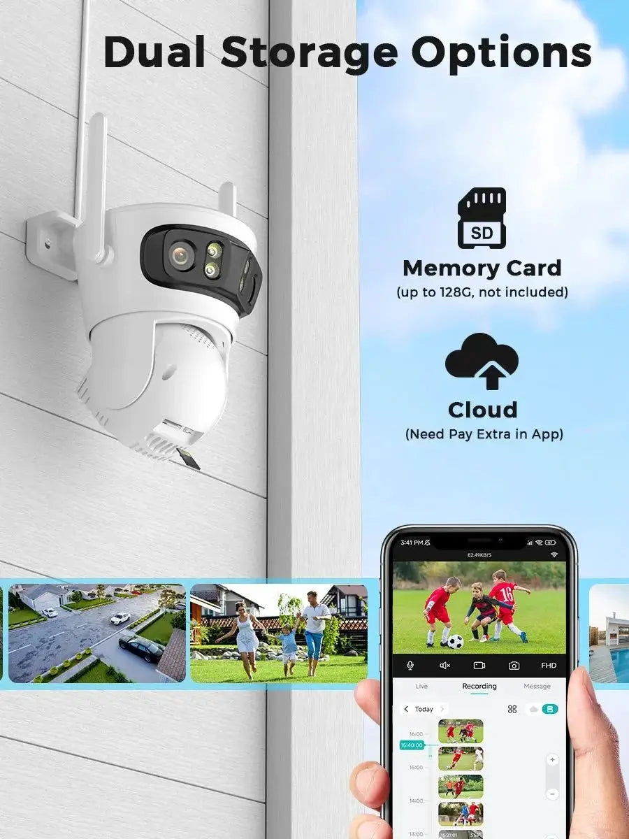 BESDER 6K 12MP Outdoor IP Camera - Three Lens AI Human Detection Waterproof - stepyours.com