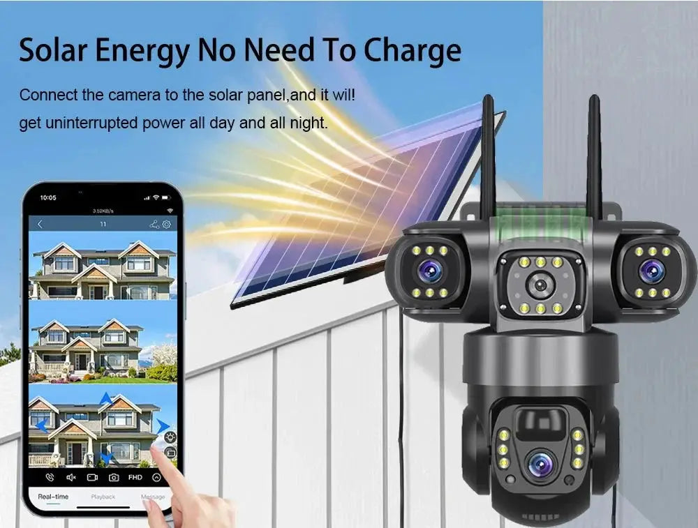 2 Pack Outdoor Security Camera System - 15MP Triple Lens 4G Solar Auto Tracking - stepyours.com