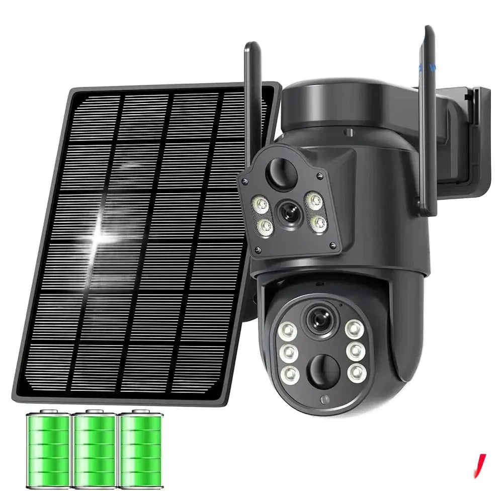 8MP 4K Solar WiFi Outdoor Camera Built In Battery Dual Lens 2K Surveillance - stepyours.com