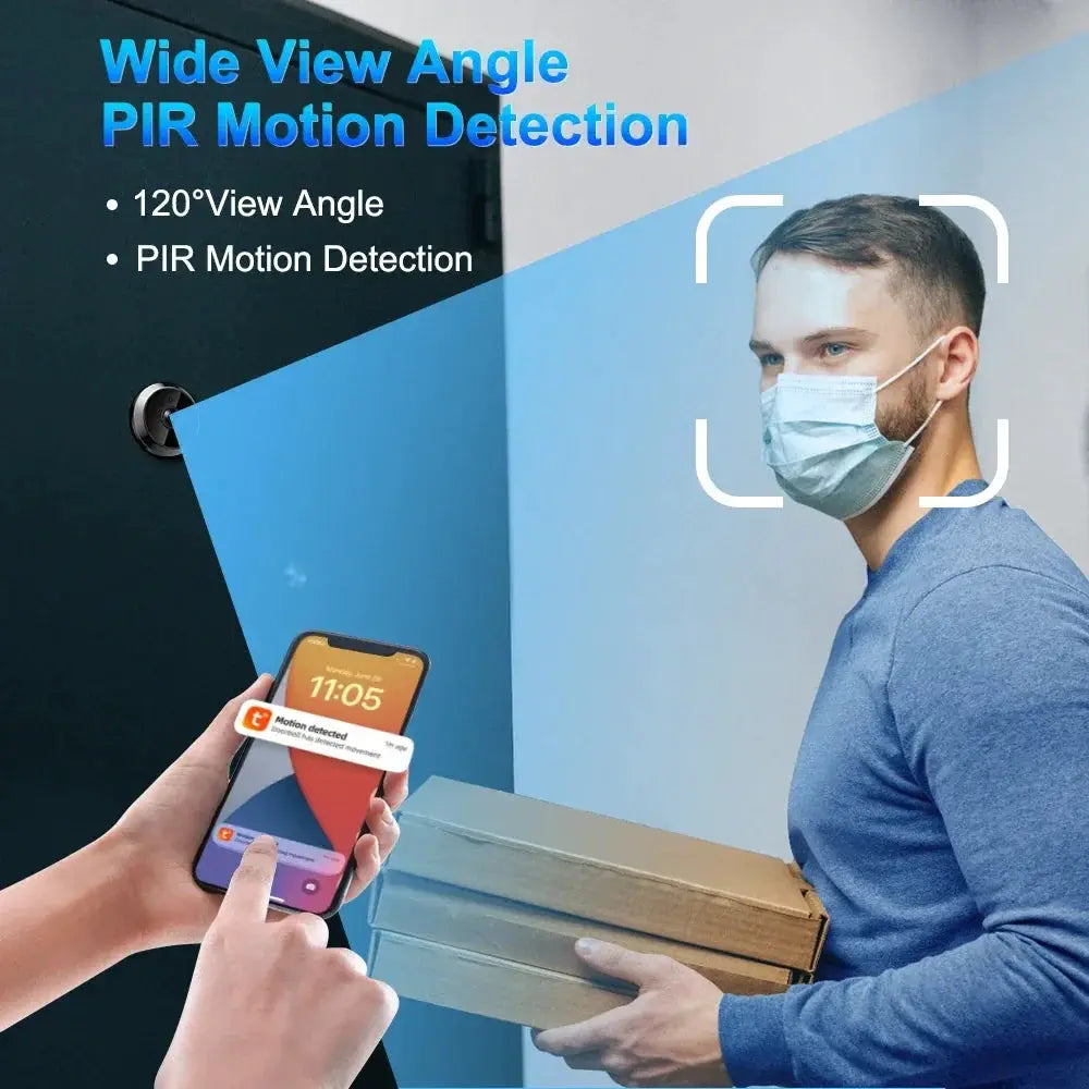 Awapow Tuya Wireless Radar Doorbell Wifi Door Peepholes Camera PIR Motion Detection 1080P Night Vision 4.3 Inch Rechargeable by stepyours.com