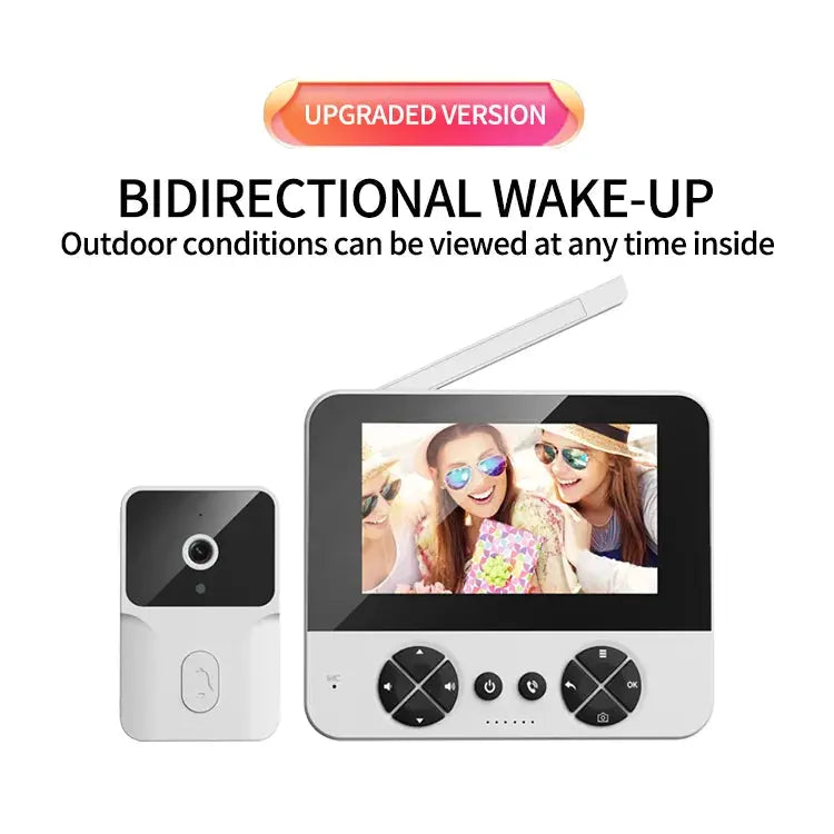4.3 "Upgraded two-way wake-up infrared night vision video doorbell can be installed with indoor and outdoor electronic doorbells by stepyours.com