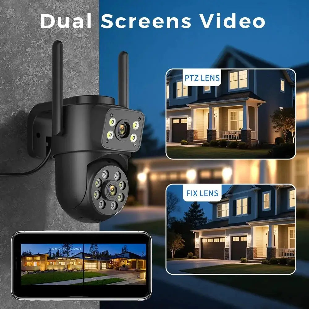 ANBIUX 4K 8MP WiFi Surveillance Camera Dual Lens Outdoor PTZ AI Human Detection - stepyours.com
