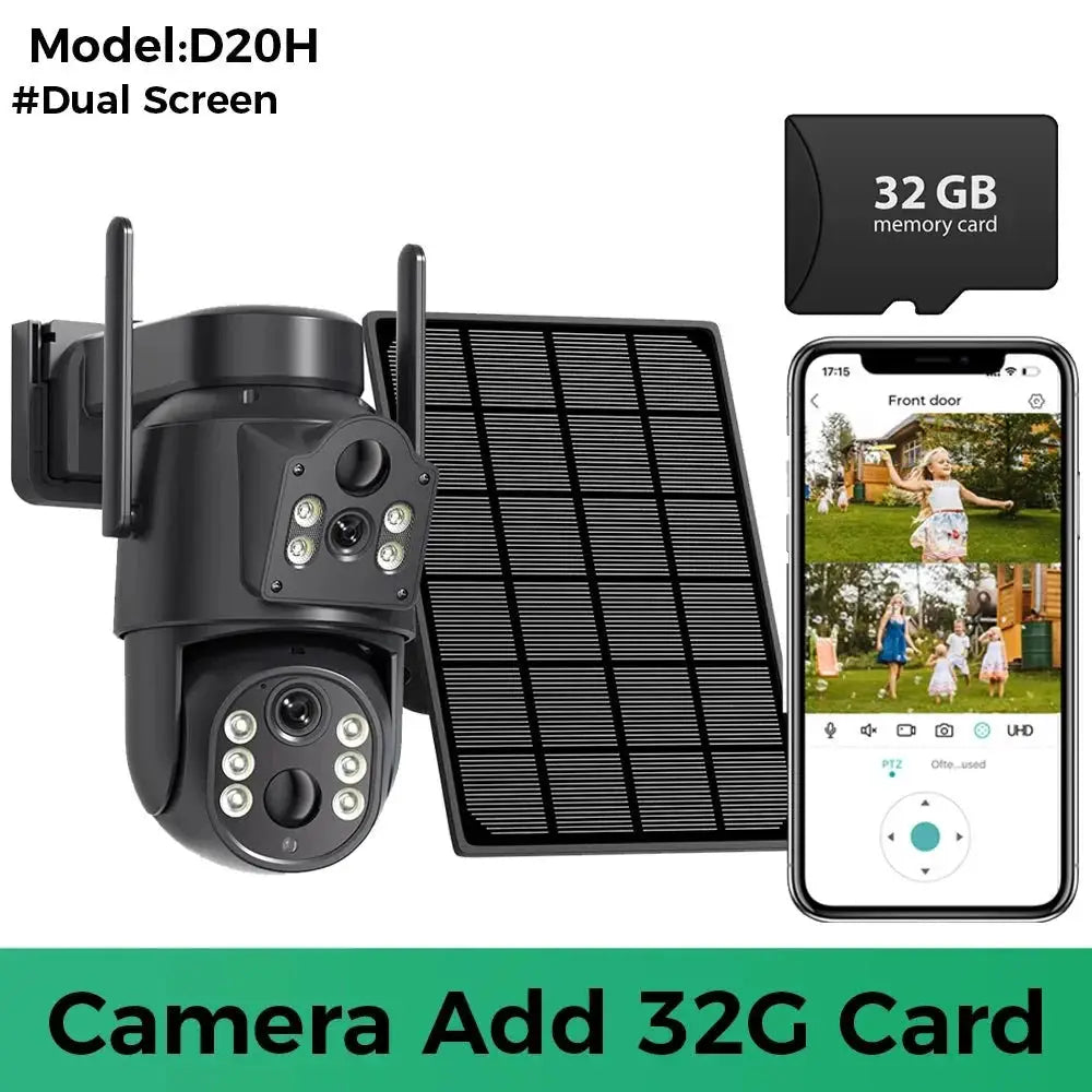 8MP 4K Solar WiFi Outdoor Camera Built In Battery Dual Lens 2K Surveillance - stepyours.com