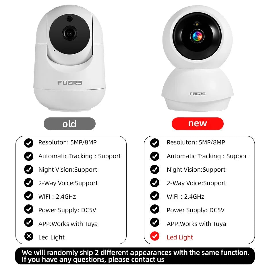 Fuers 5MP WiFi Cameras Tuya Compatible AI Detection Indoor Security Baby Monitor