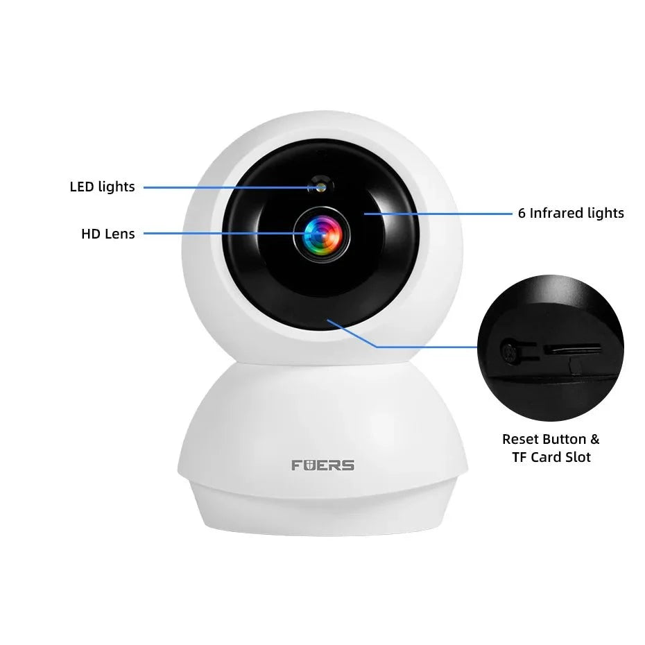 Fuers 5MP WiFi Cameras Tuya Compatible AI Detection Indoor Security Baby Monitor