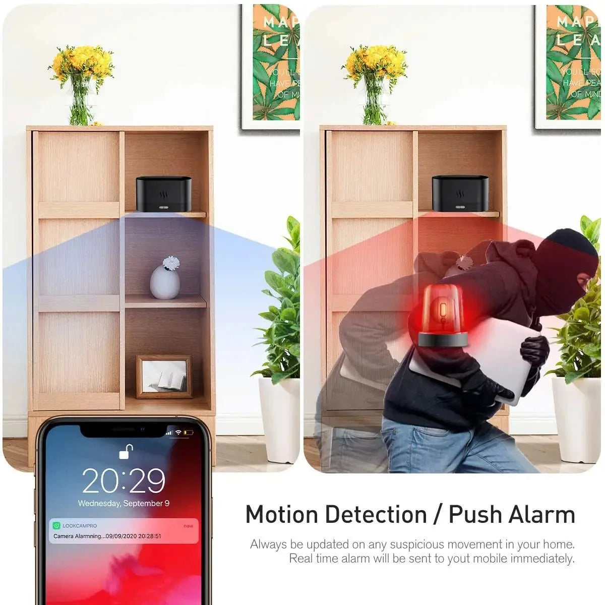 Mini Camera Full HD 1080P WiFi Home Monitor with Humidifier and Night Vision Pro